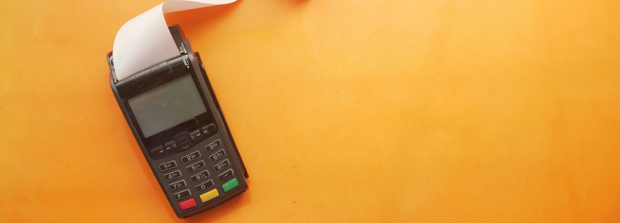 Point of sale system with blank, printed receipt.