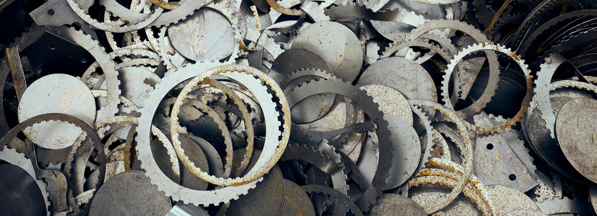 Close-up image of scrap metal.